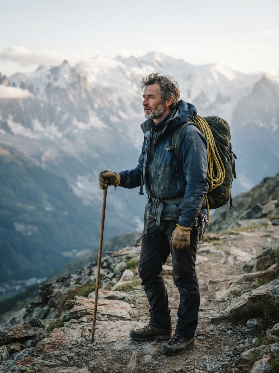 A local mountain guide studying the horizon