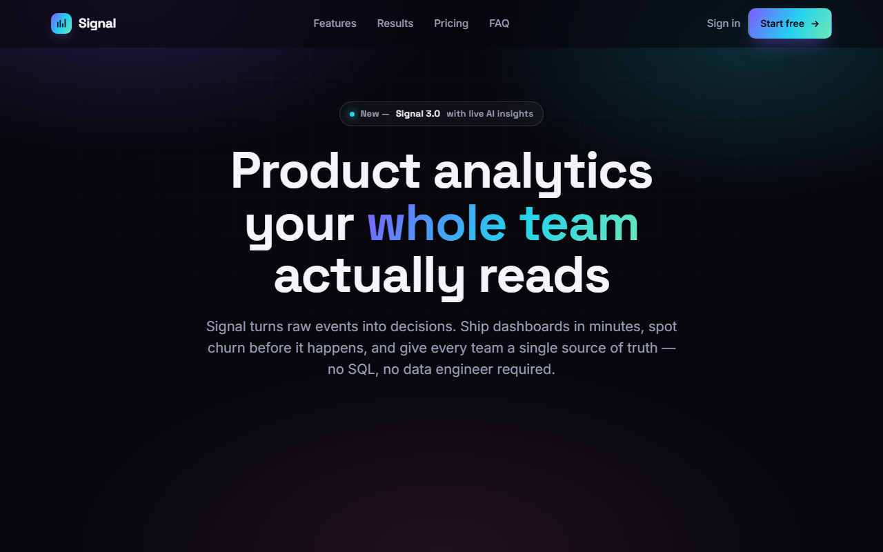 Sales landing page
